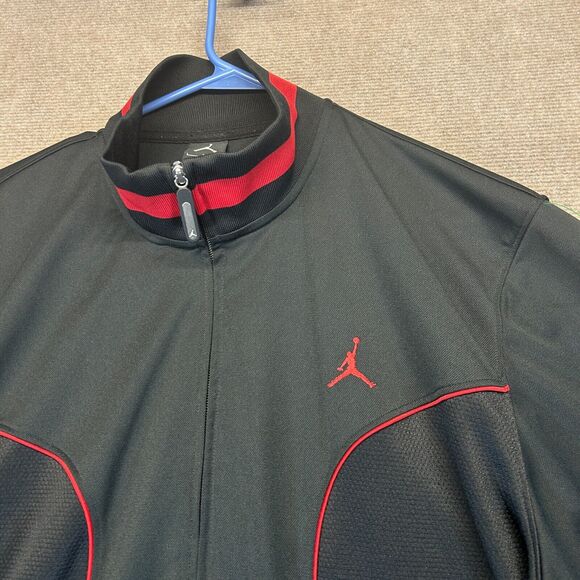 Jordan Nike Dri-Fit Jacket Men's Large Full Zip Mock Track Warm-up Black Bred - Picture 2 of 15